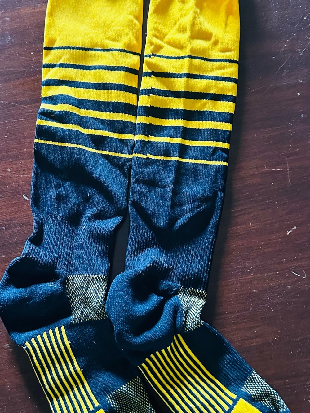 Boy’s 2 Pair Athletic Long Crew Socks - Yellow and Black